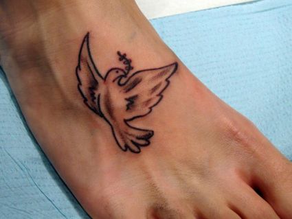 Tribal Dove Tattoo On Feet